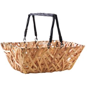 Panier en bois nature et osier laqu