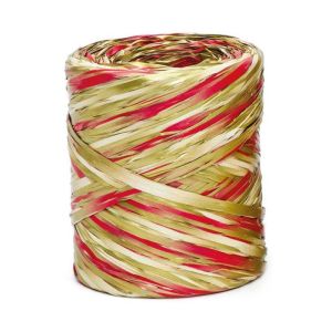 Raphia synthtique multicolore rouge et or 15 mm x 200 m