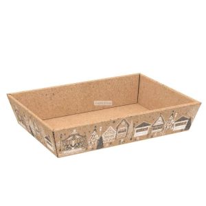 50 corbeilles carton kraft rectangle maisons gris blanc