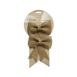 2 noeuds jute paillettes 13 cm