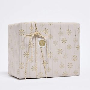 Papier cadeau kraft blanchi snow