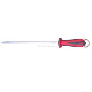 Fusil de boucher rond 30 cm manche bi-matire rouge