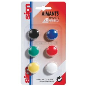 6 aimants 22 mm assortis