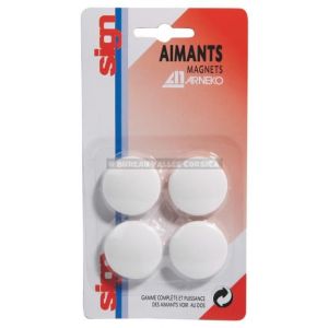 4 aimants 32 mm blanc