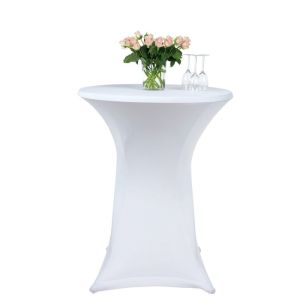 Housse ronde blanche pour mange debout 80 x 110 cm